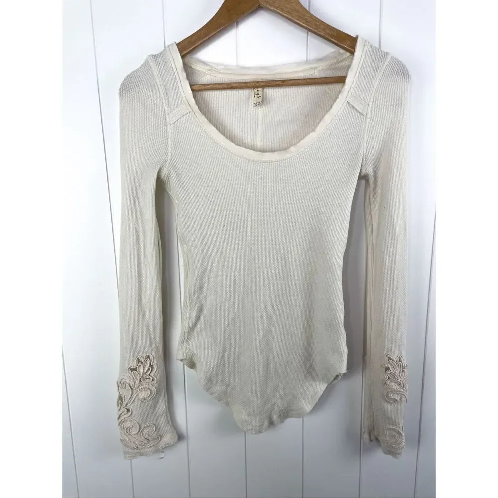 Free People‎ Newbie Thermal Boho Sleeves in Cream XS
